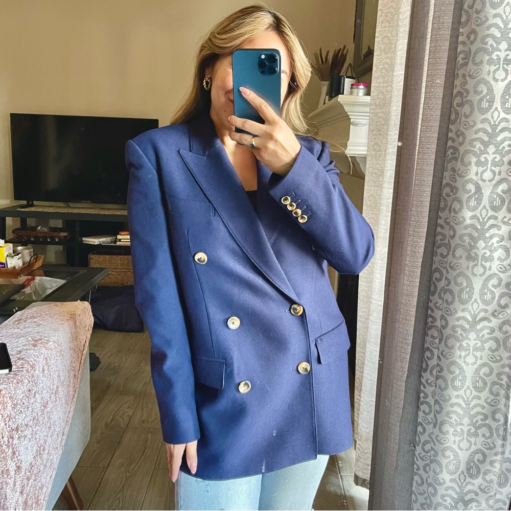 A.L.C | Wool Navy Double Breasted Blazer Size; Large
